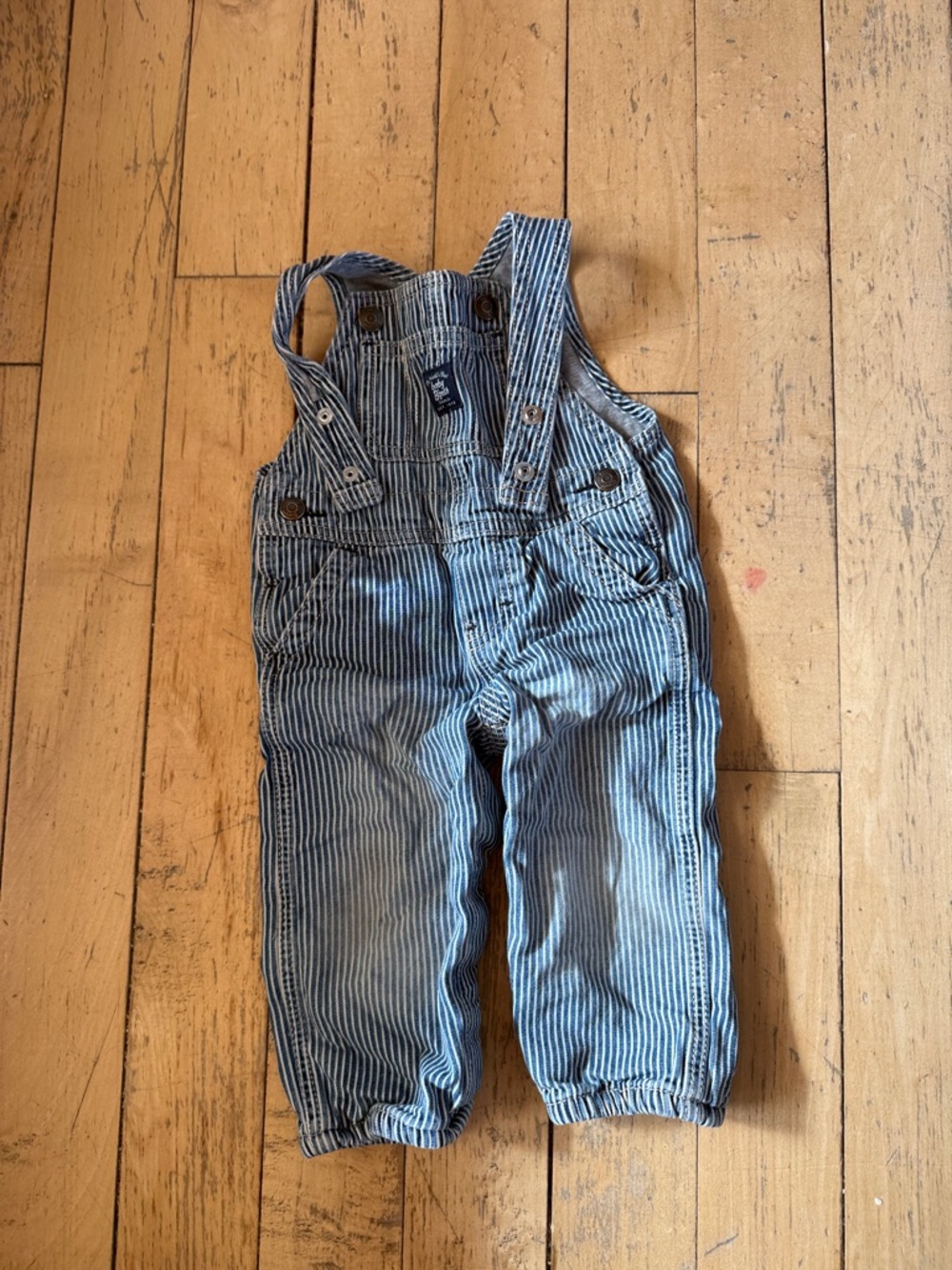 OshKosh B'gosh Blue & White Striped Toddler Overalls